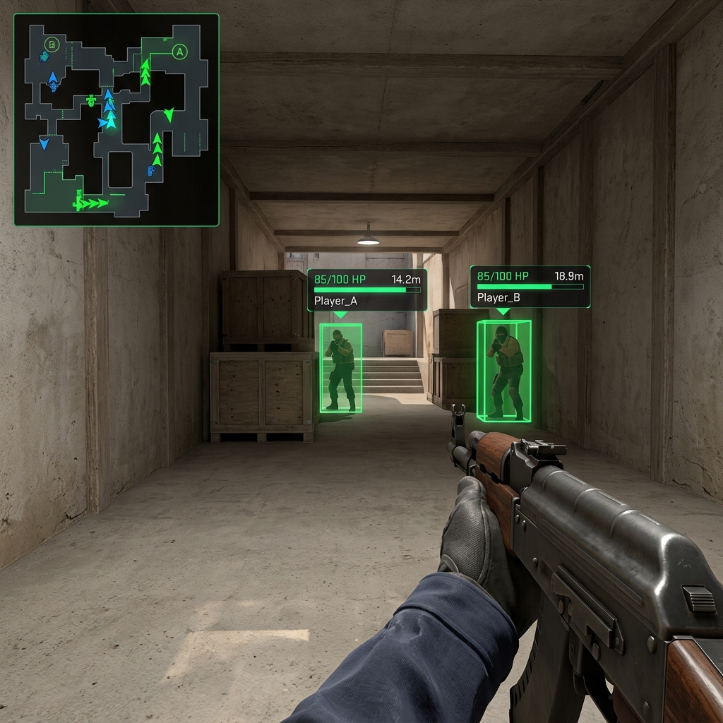CS2 Cheat HUD In-Game Preview